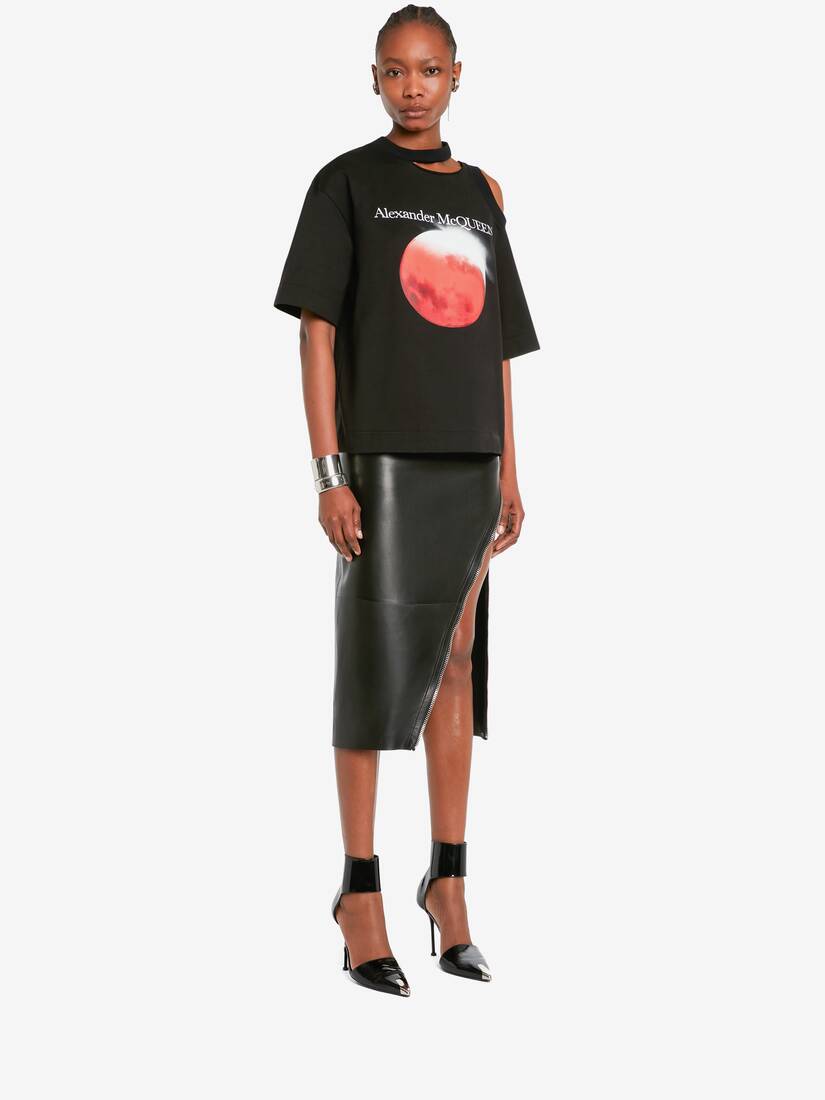 Red Moon cut-out T-shirt in BLACK | Alexander McQueen US