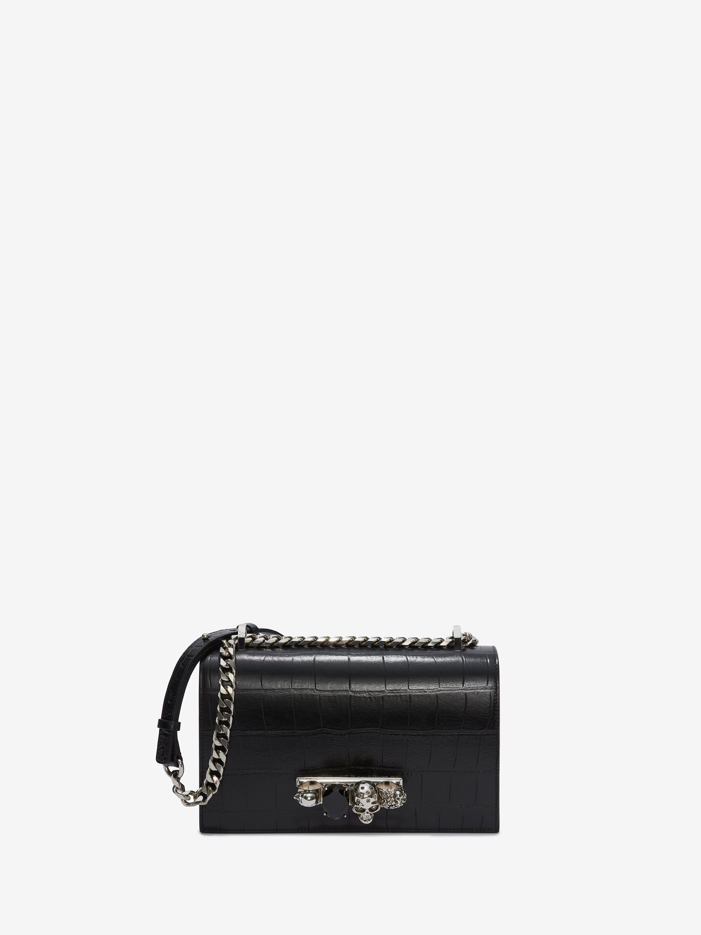 Women's Jewelled Satchel in Black/Silver in Calfskin | Alexander McQueen - image 1