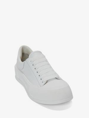 Deck Lace Up Plimsoll in Optic White | Alexander McQueen US