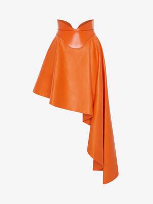 Asymmetric Drape Leather Skirt