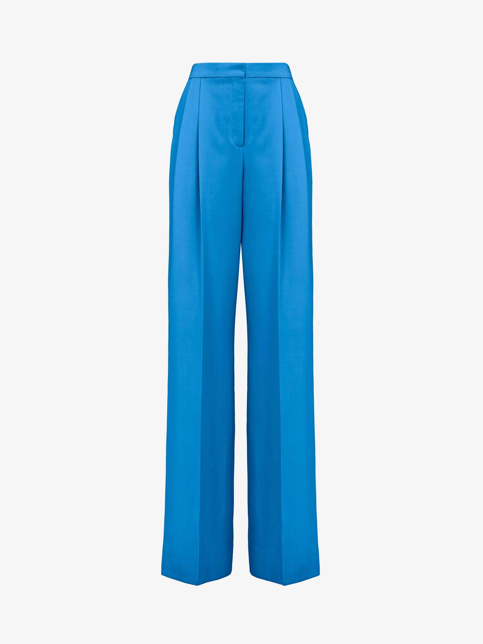 Double Pleat Wide Leg Trousers in Lapis Blue