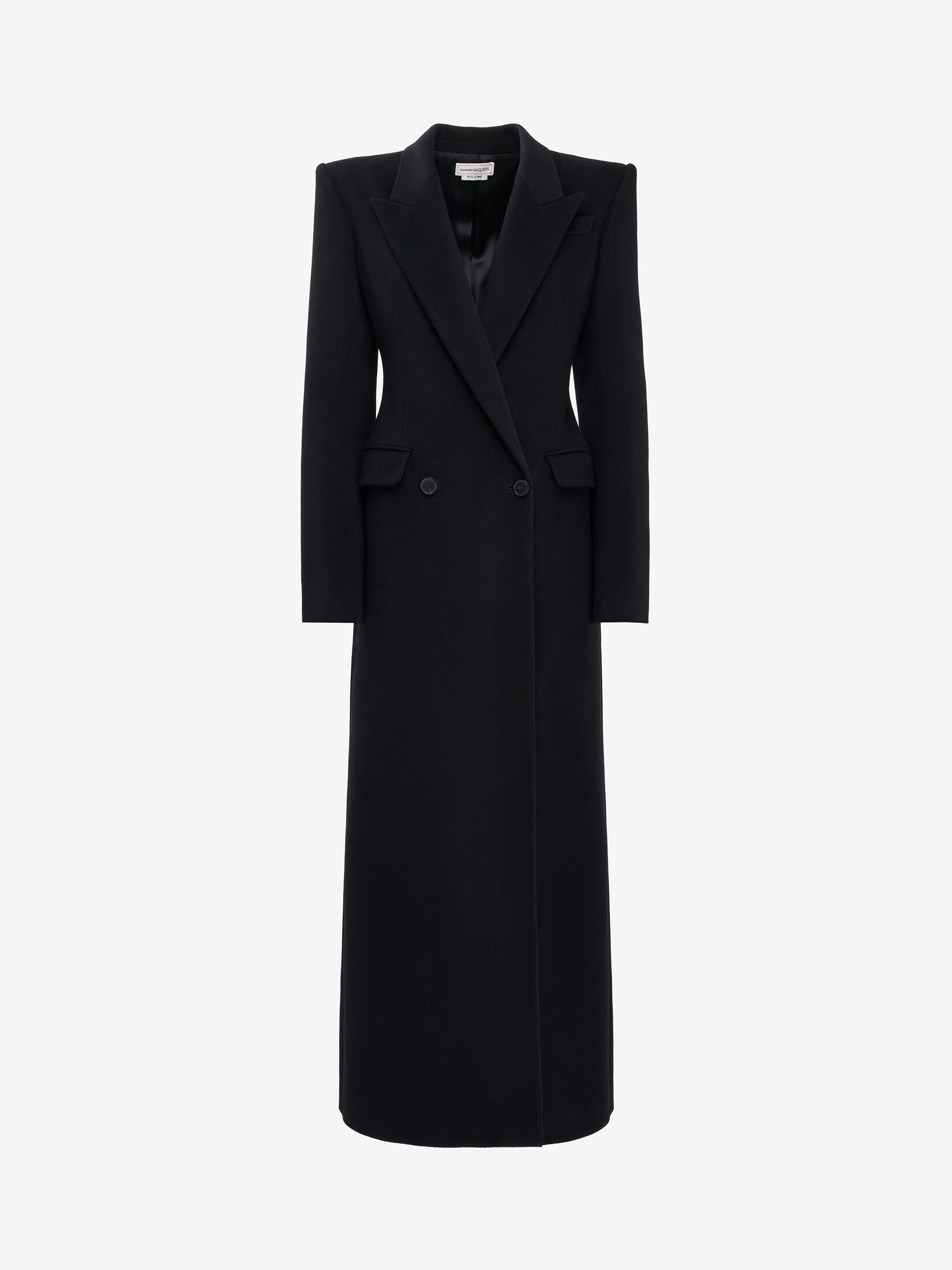 Double-breasted Tailored Coat in Black | Alexander McQueen GB