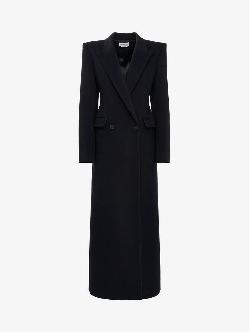 Double-breasted Tailored Coat in Black | Alexander McQueen US