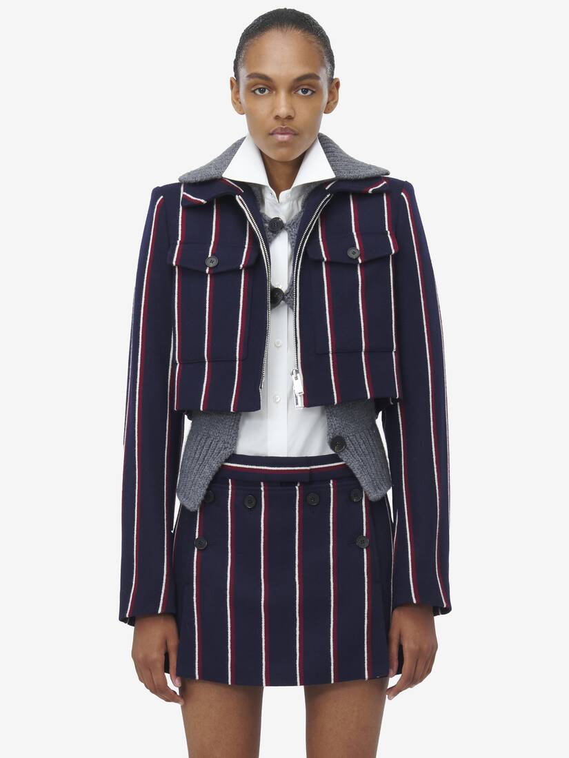 Veste Cropped College Stripe