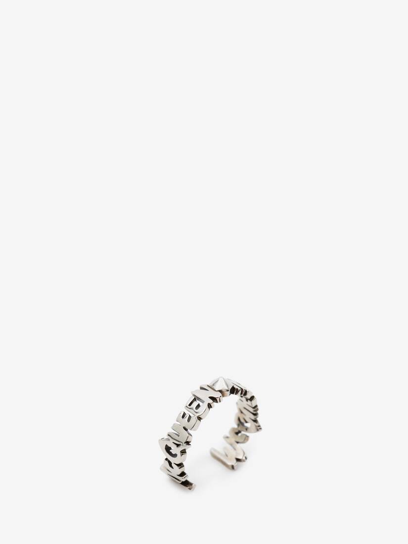 Mcqueen Graffiti Cut-out Band Ring in Antique Silver
