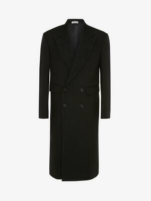 Wool hopsack double-breasted coat
