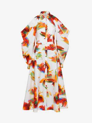 Slashed Drape Sleeve Shirt Dress