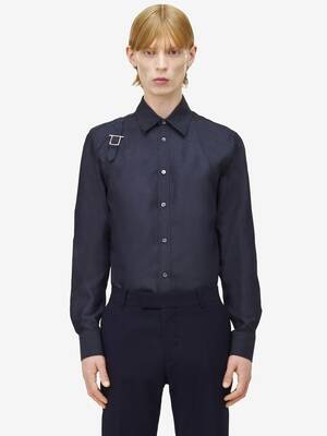 Tシャツ・カットソー alexander mcqueen Midnight blue oxford shirt Thumbnail-828635QYABM4244_F.