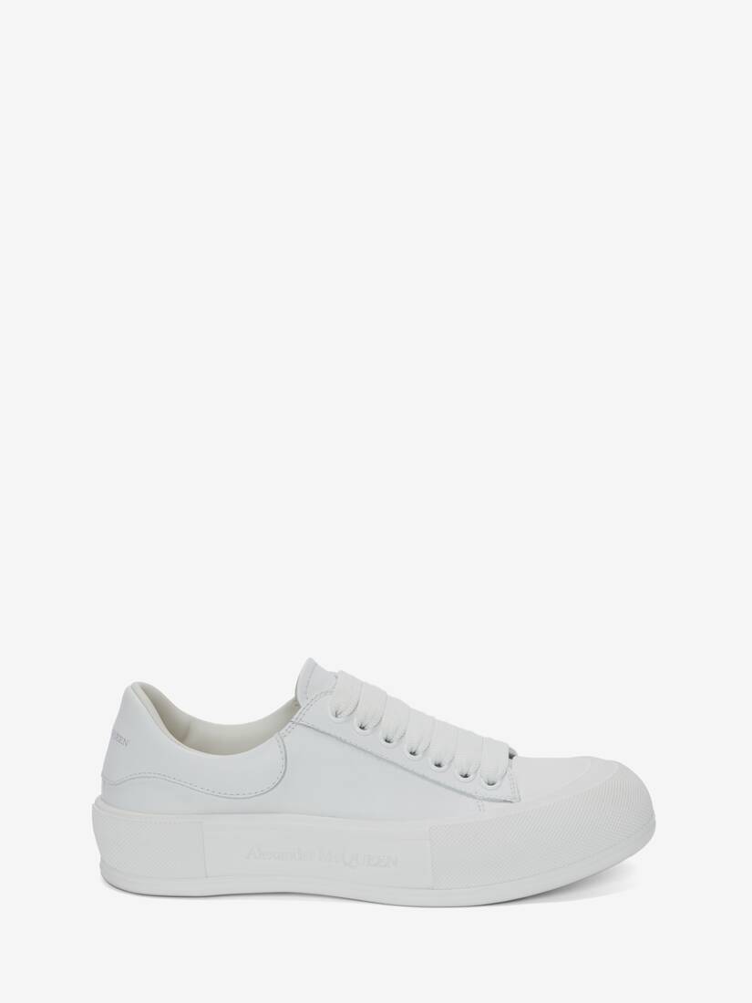 Deck Lace Up Plimsoll in Optic White | McQueen US