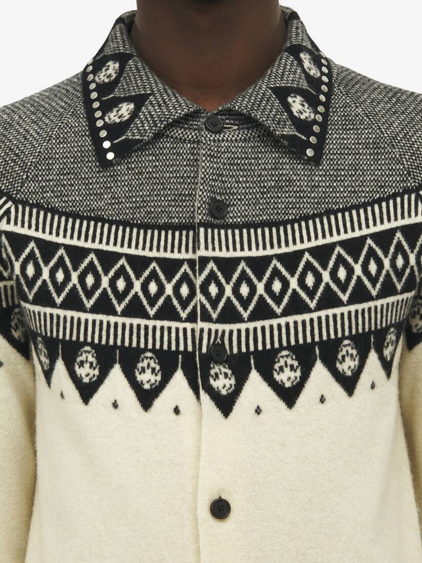 Fair Isle Polo Cardigan