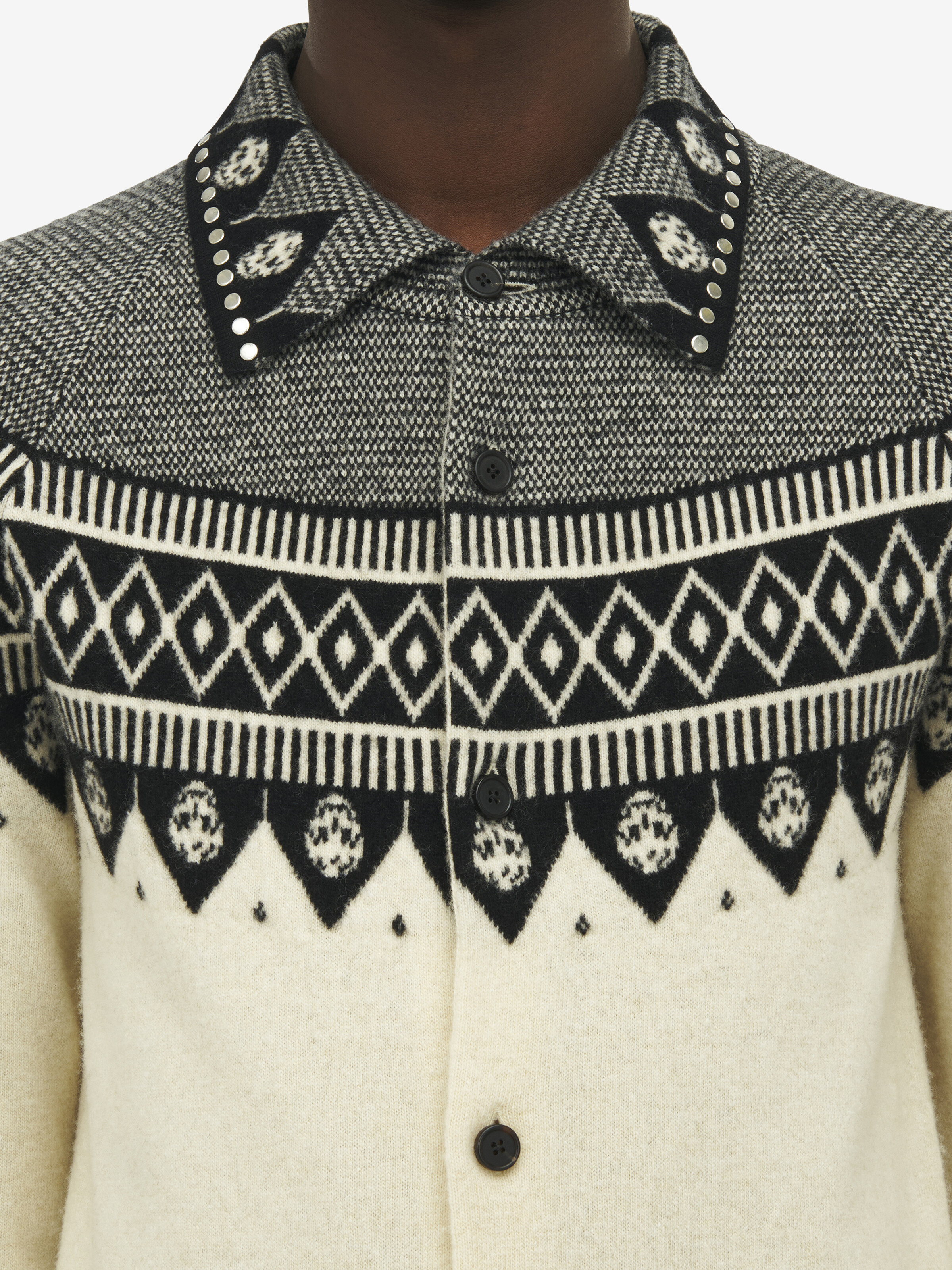 Fair Isle Polo Cardigan