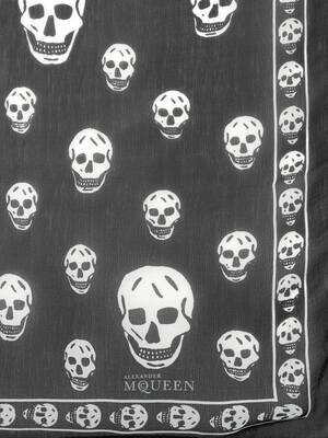 Classic Silk Skull Scarf in Black | Alexander McQueen US