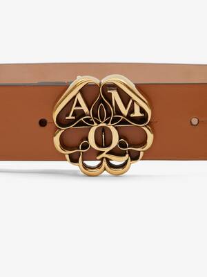 Seal Logo Belt in Tan | Alexander McQueen US