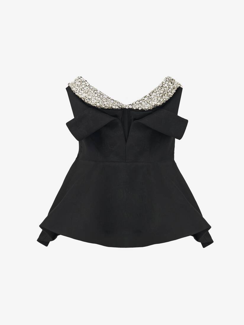 Crystal Embroidery Strapless Corset Top