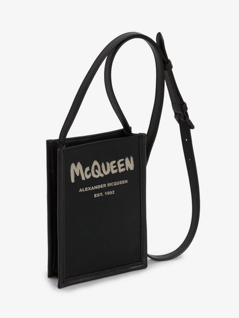 Mcqueen Graffiti Edge Mini Crossbody Bag in Black/off White