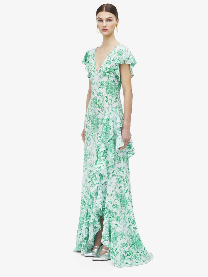 Sailor Tattoo Asymmetric Ruffle Dress