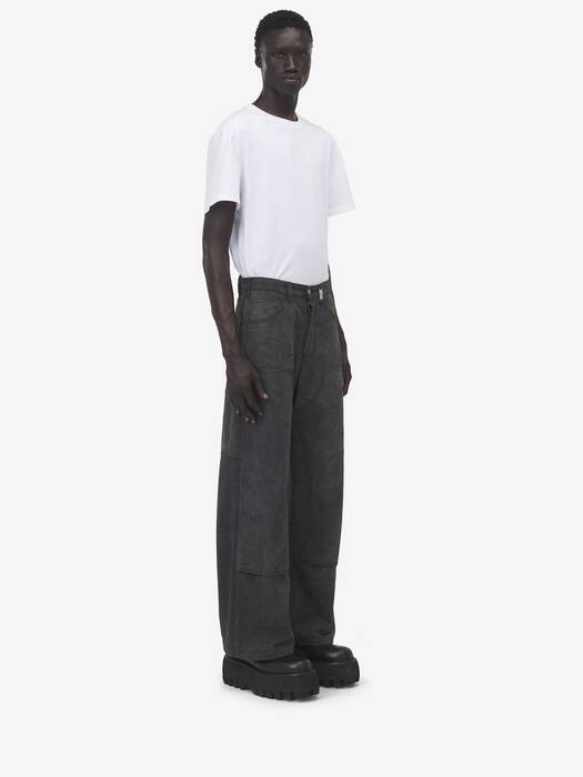 Jean Alexander McQueen En Denim Gris - Coupe Droite, Boutonnière Fly, Fabriqué En Italie - Taille 52IT / 34W (longueur Intérieure 35)