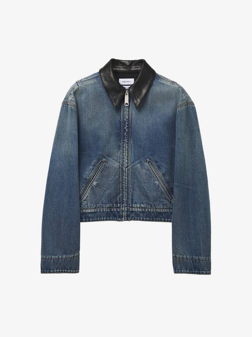 Veste en denim à encolure contrastée