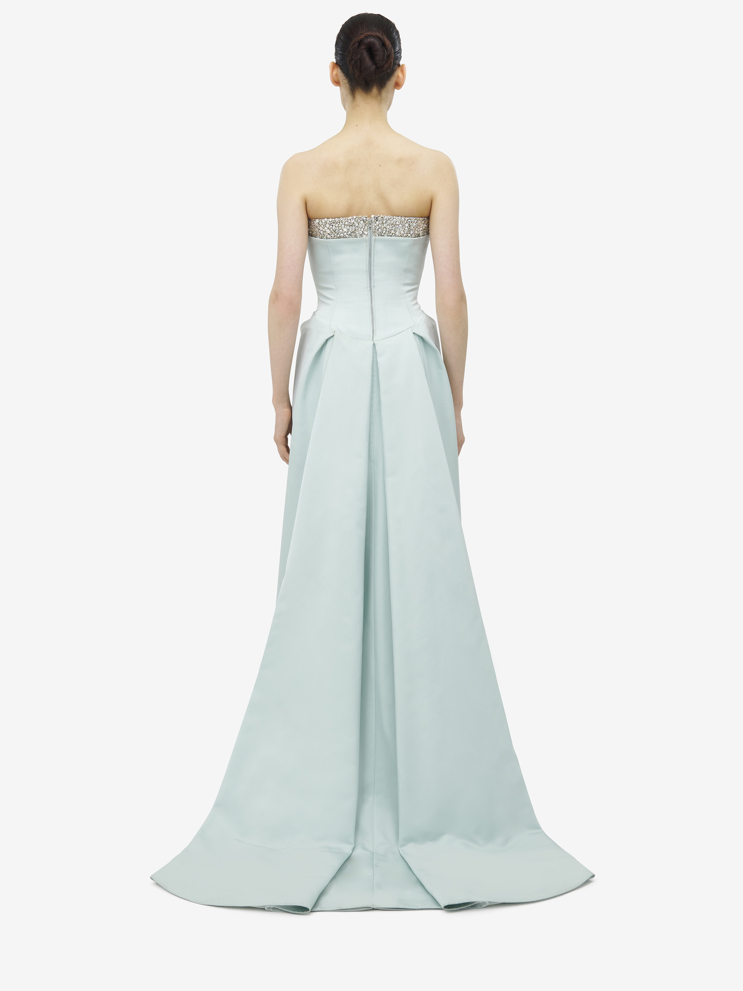 Women's Crystal Embroidery Strapless Evening Dress in Glass in 61% Polyester, 39% Silk | Alexander McQueen - image 4