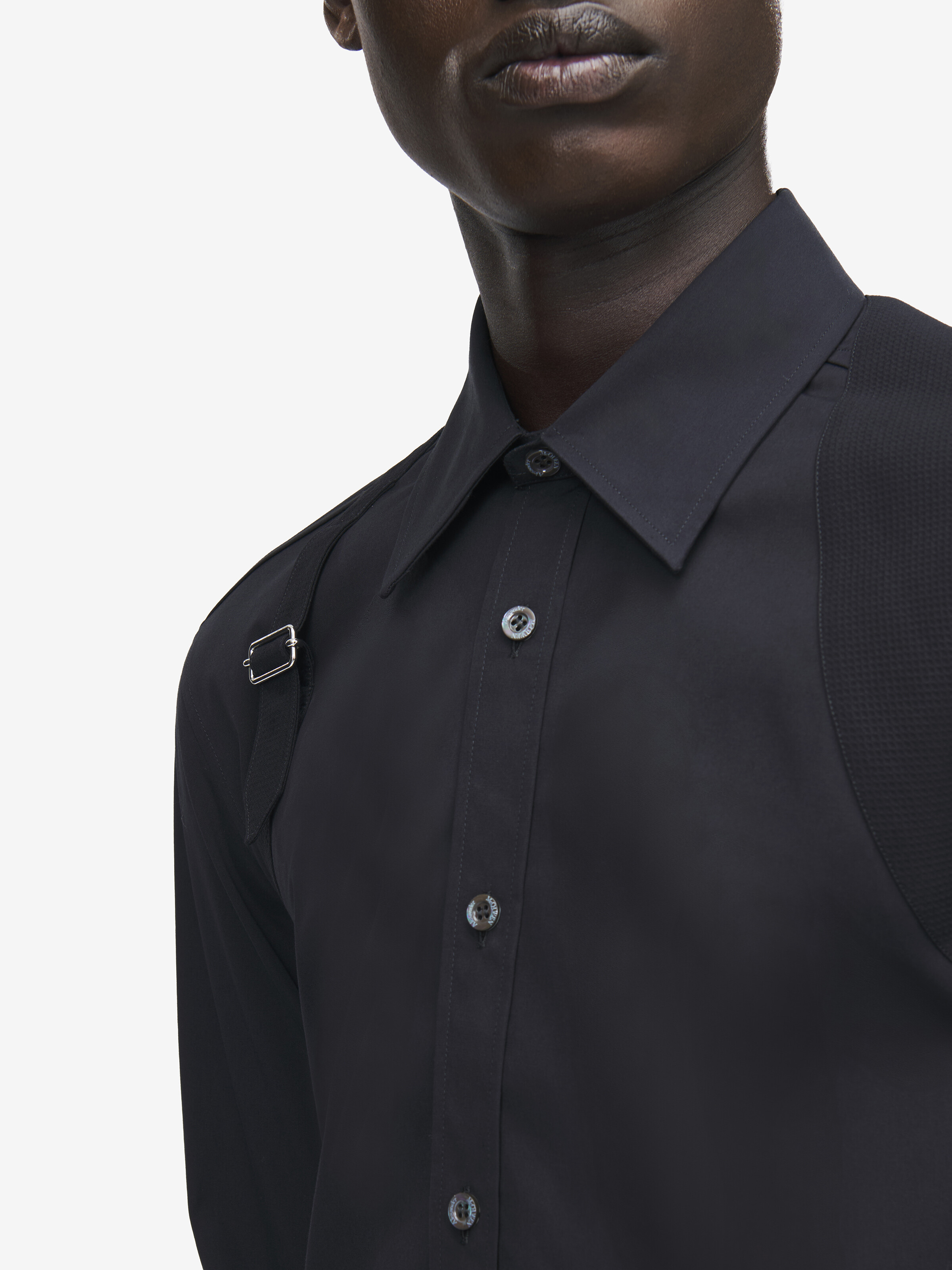 Men's Harness Shirt in Black in 78% Cotton, 16% Polyamide, 6% Elastane | Alexander McQueen - image 5