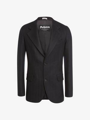 Herringbone Tailored Single-Breasted Jacket