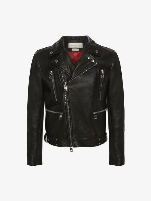 McQueen Classic Leather Biker Jacket in Black | Alexander McQueen US