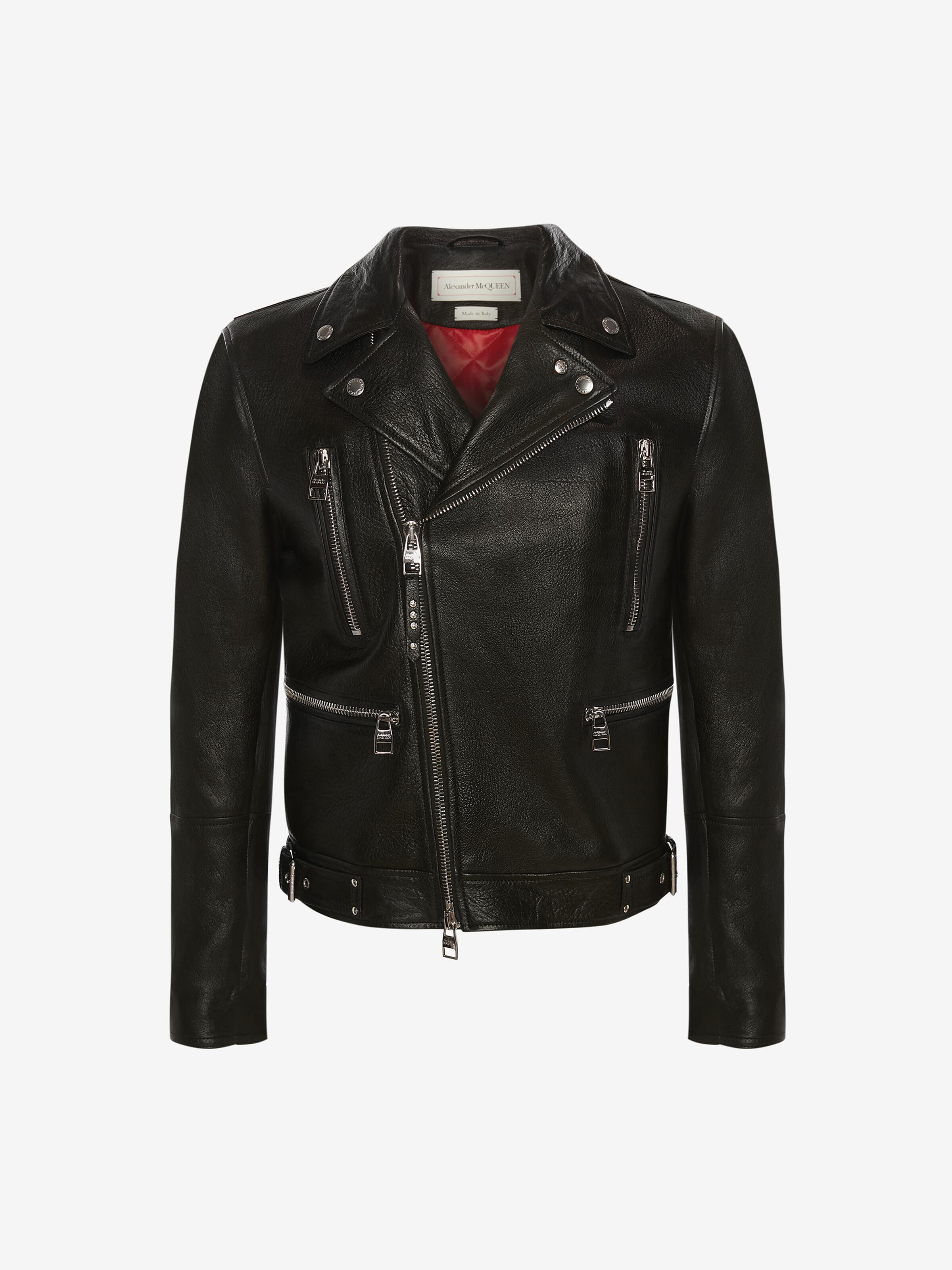 Shop Alexander Mcqueen Mcqueen Classic Leather Biker Jacket In Black