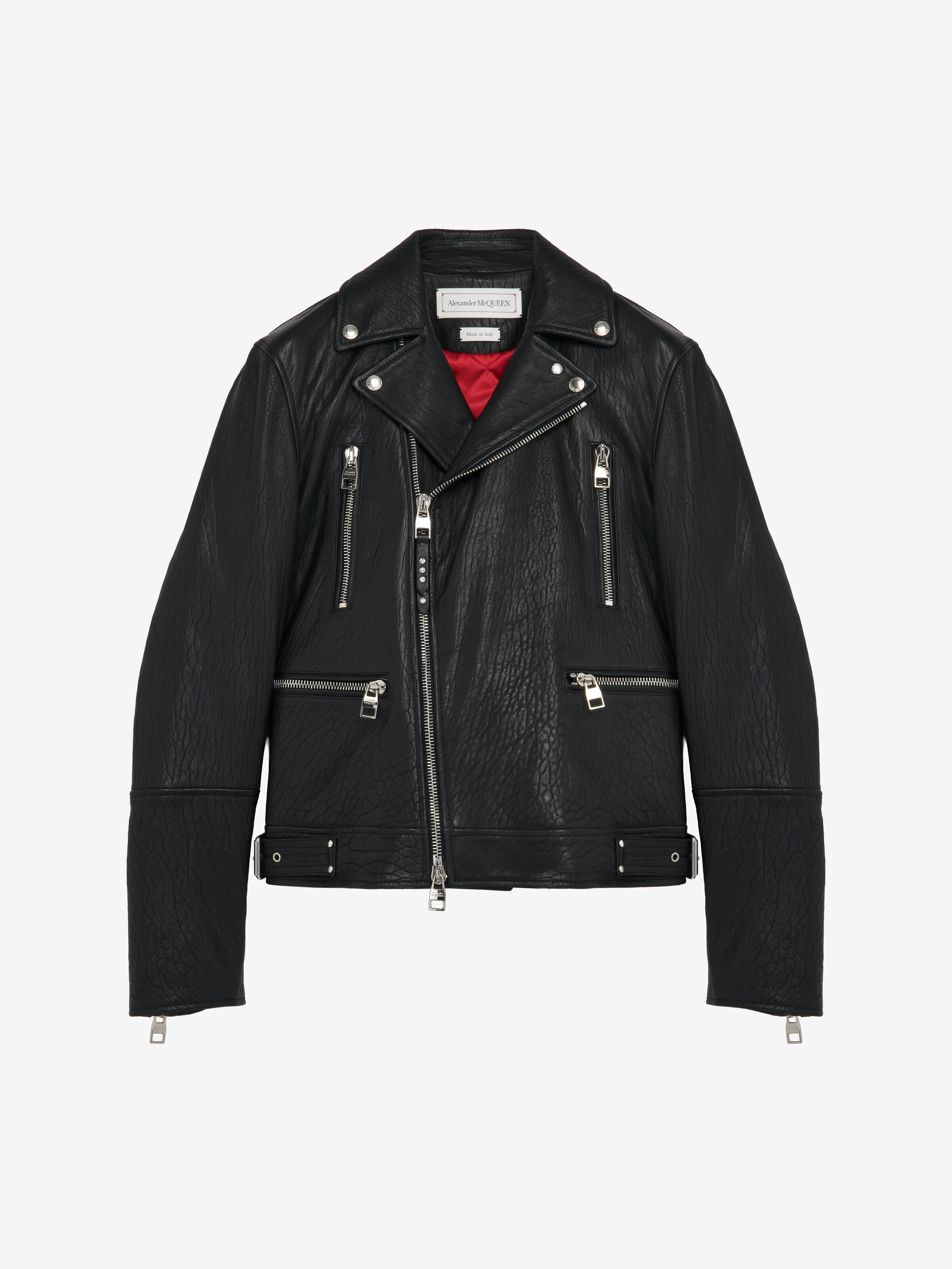 Men's McQueen Classic Leather Biker Jacket in Black in 100% Lamb Leather | Alexander McQueen - image 1