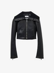 Folded Collar Leather Jacket