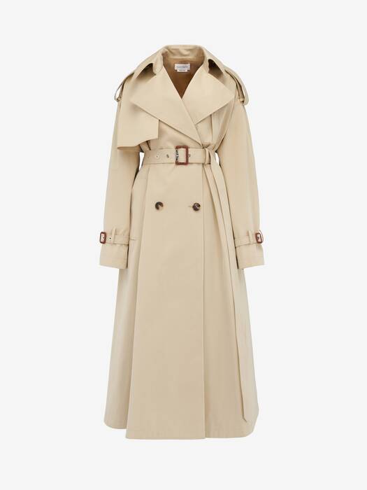 Military Trench Coat in Pale Beige | Alexander McQueen GB