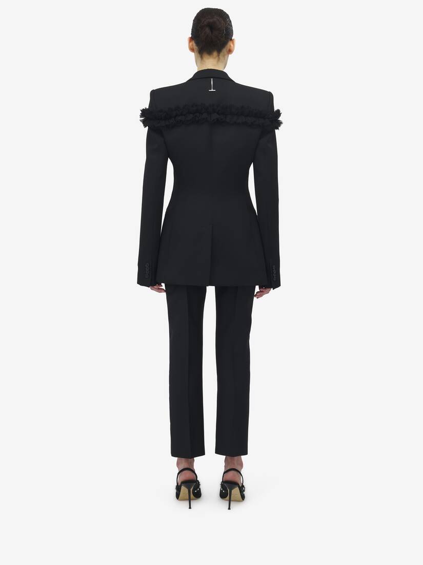 Veste à boutonnage simple fendue en crépon