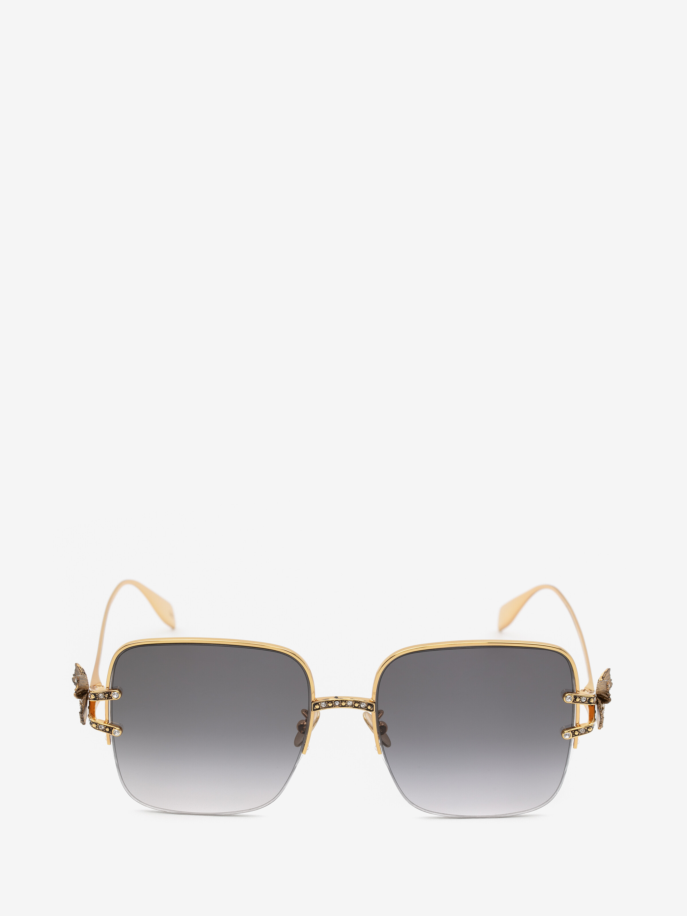 Alexander Mcqueen Butterfly Jewelled Square Sunglasses In Gold