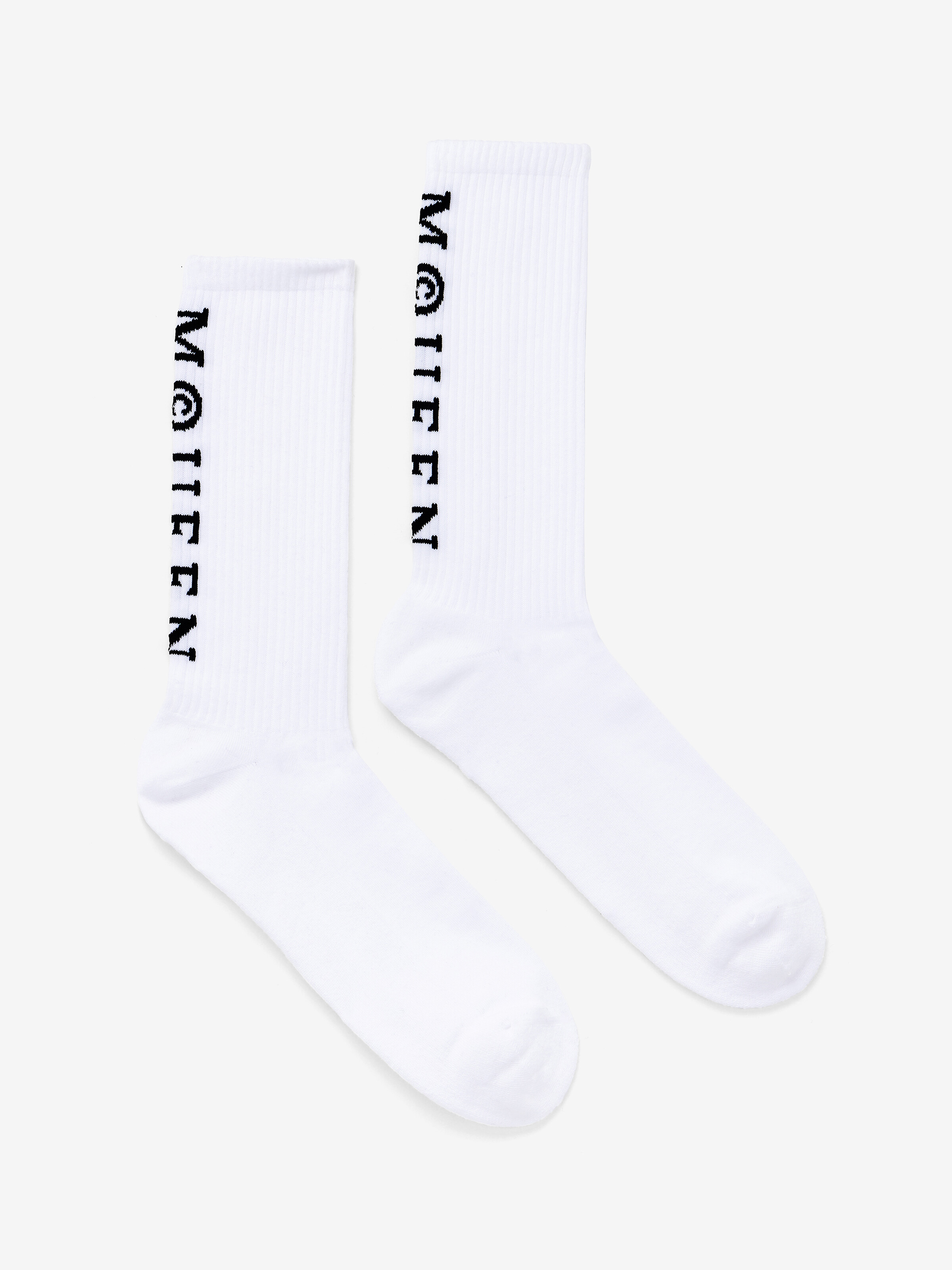 Men's McQueen Logo Socks in White/Black in 74% Cotton, 23% Polyamide, 3% Elastane | Alexander McQueen - image 1