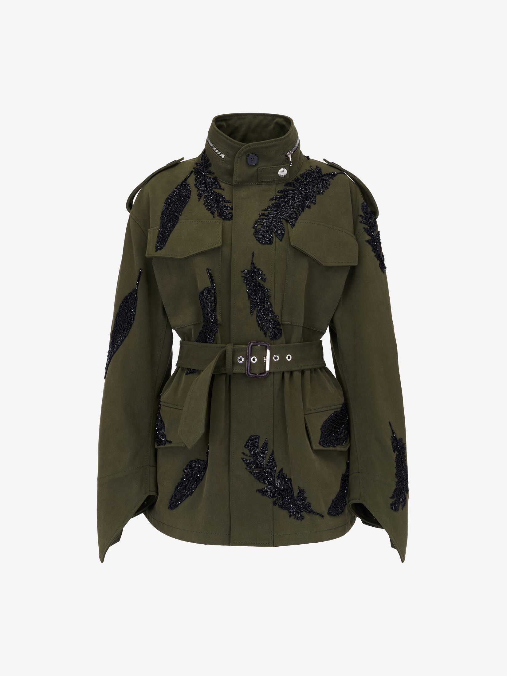 Feather Embroidery Parka Jacket