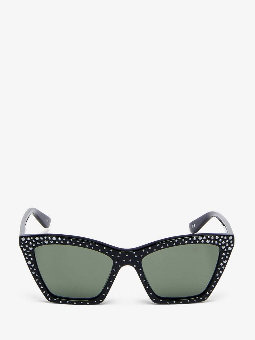 Spike Geometric Cat-eye Sunglasses with Crystals