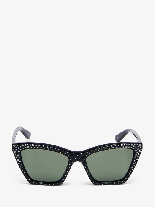 ●Alexander Mcqueen● サングラス Black / Grey Gradient 56mm Women's Spike Geometric Cat-eye Sunglasses in Black | McQueen US