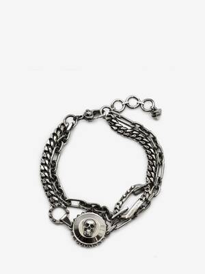 Skull and Stud Chain Bracelet