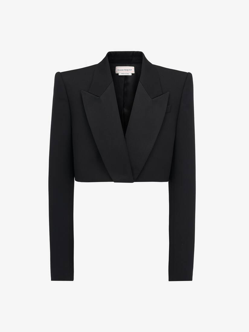 Cropped Tuxedo Jacket in Black | Alexander McQueen US