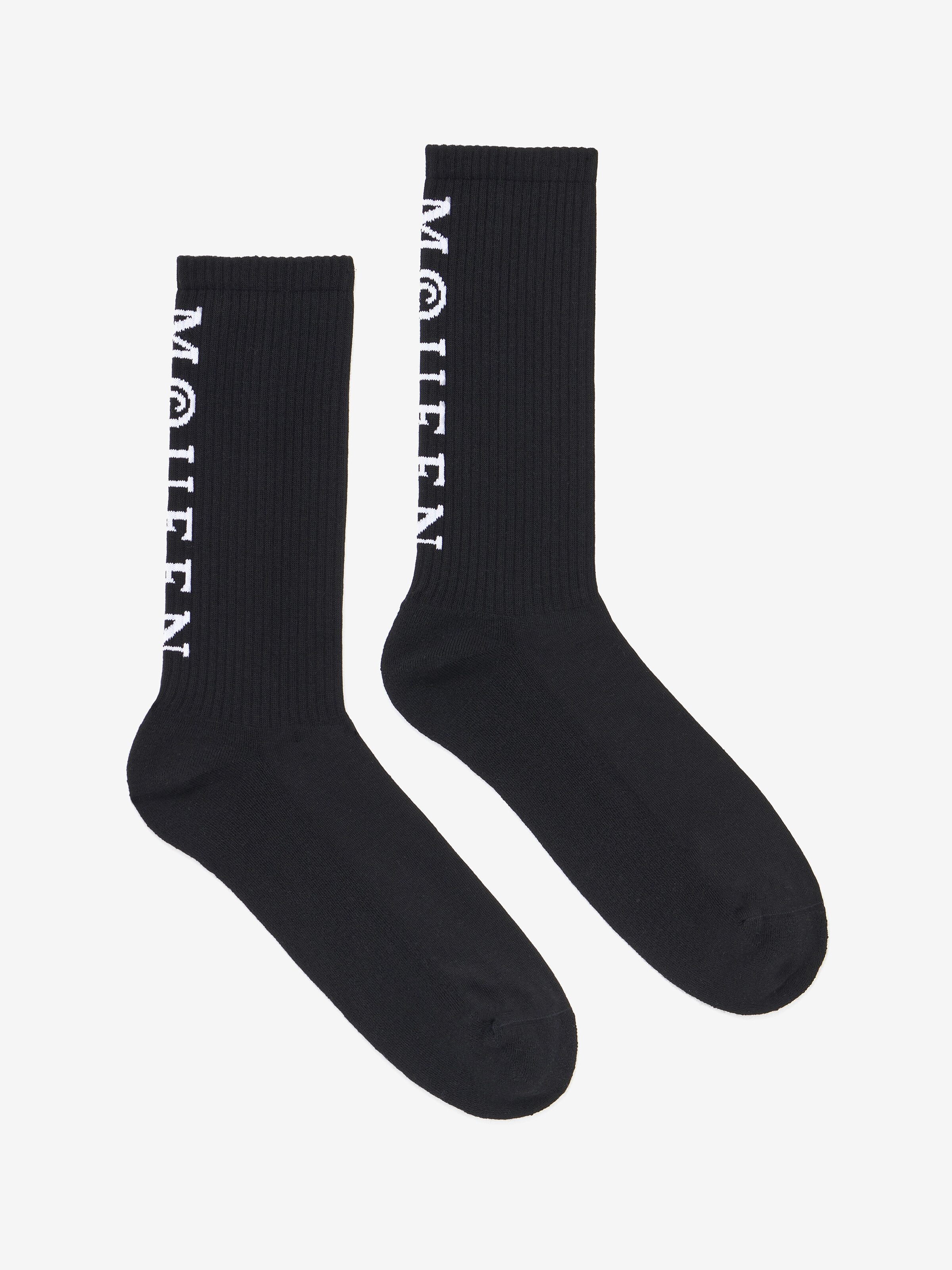 Men's McQueen Logo Socks in Black/White in 74% Cotton, 23% Polyamide, 3% Elastane | Alexander McQueen - image 1
