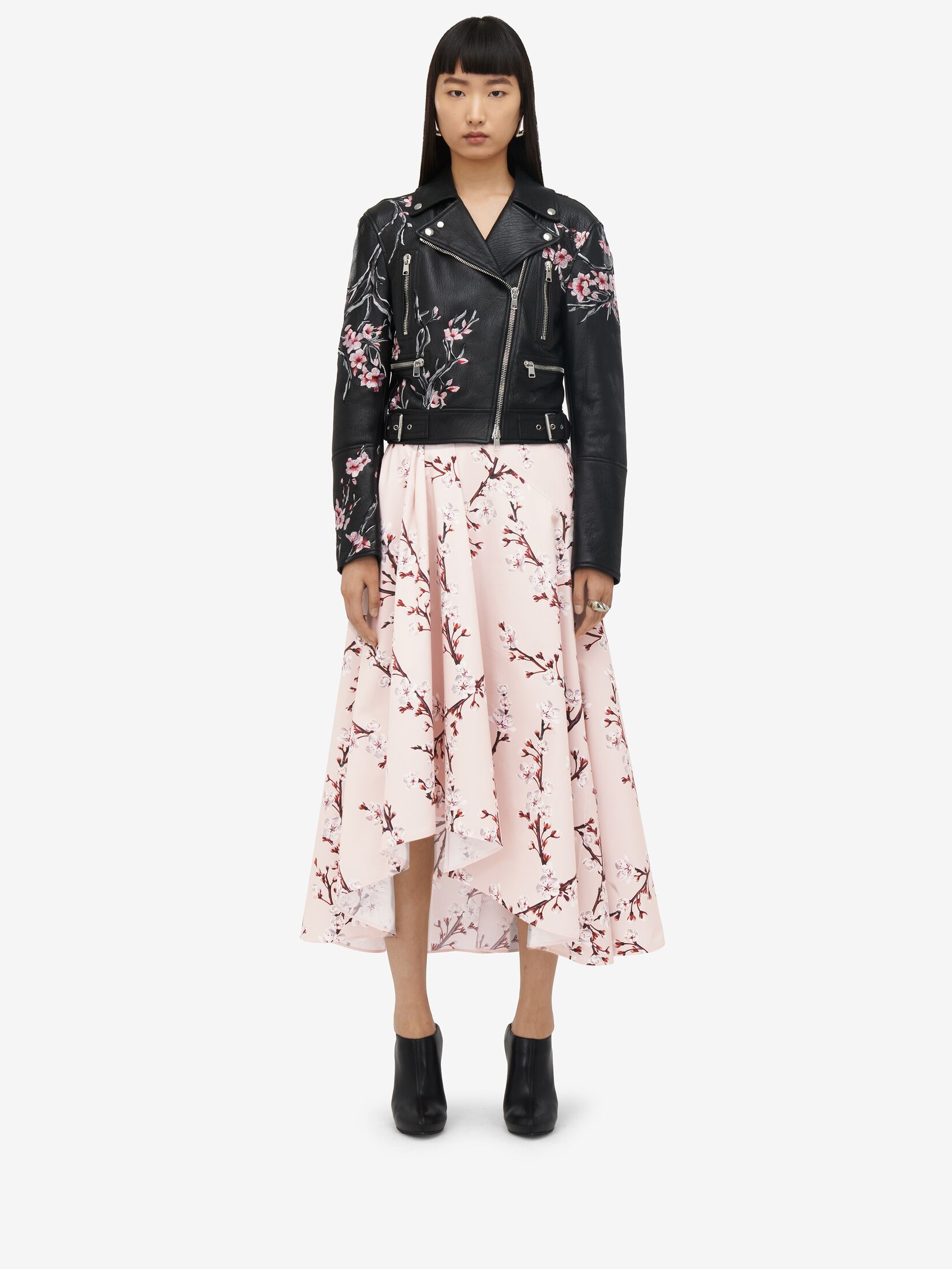 Cherry Blossom Asymmetric Midi Skirt