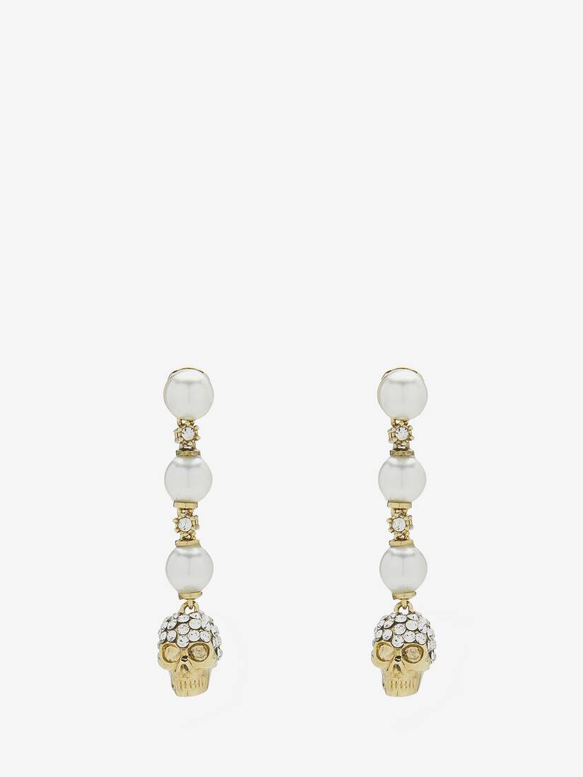 Boucles d'oreilles Skull et perle