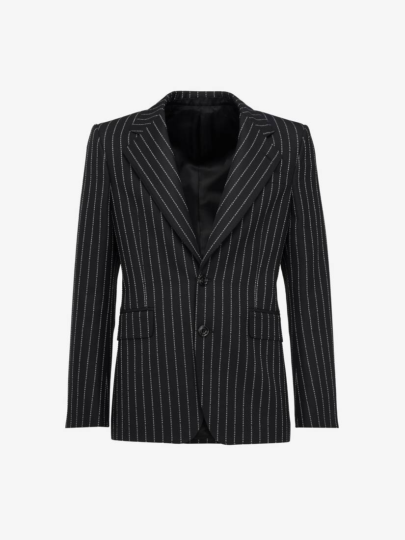 Neat Shoulder Single-breasted Jacket in Black/White | Alexander McQueen US