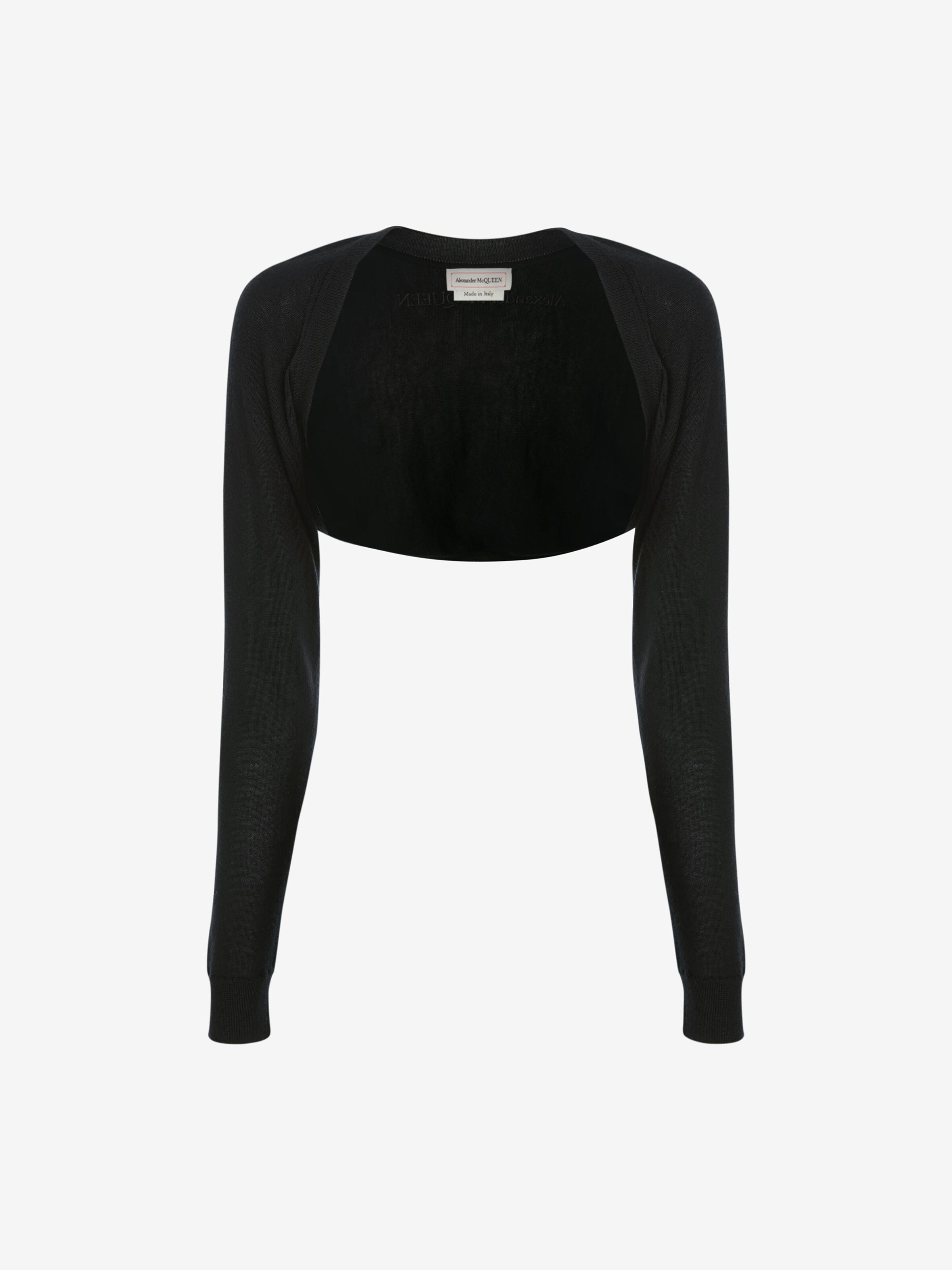 Alexander Mcqueen Logo-embroidered Cashmere Shrug In Black