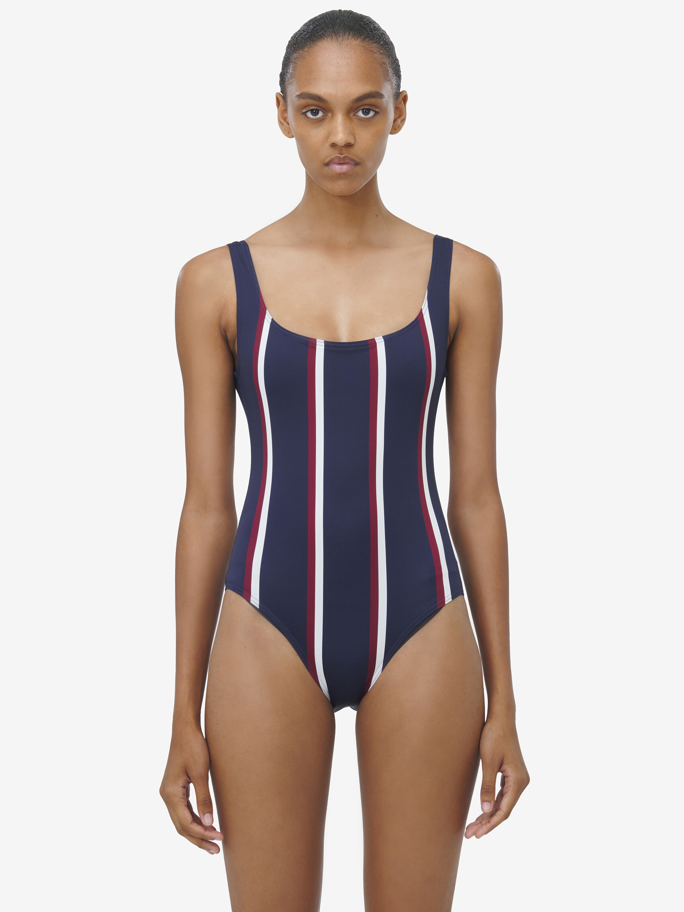 Women's College Stripe Swimsuit in Blue | McQueen CA