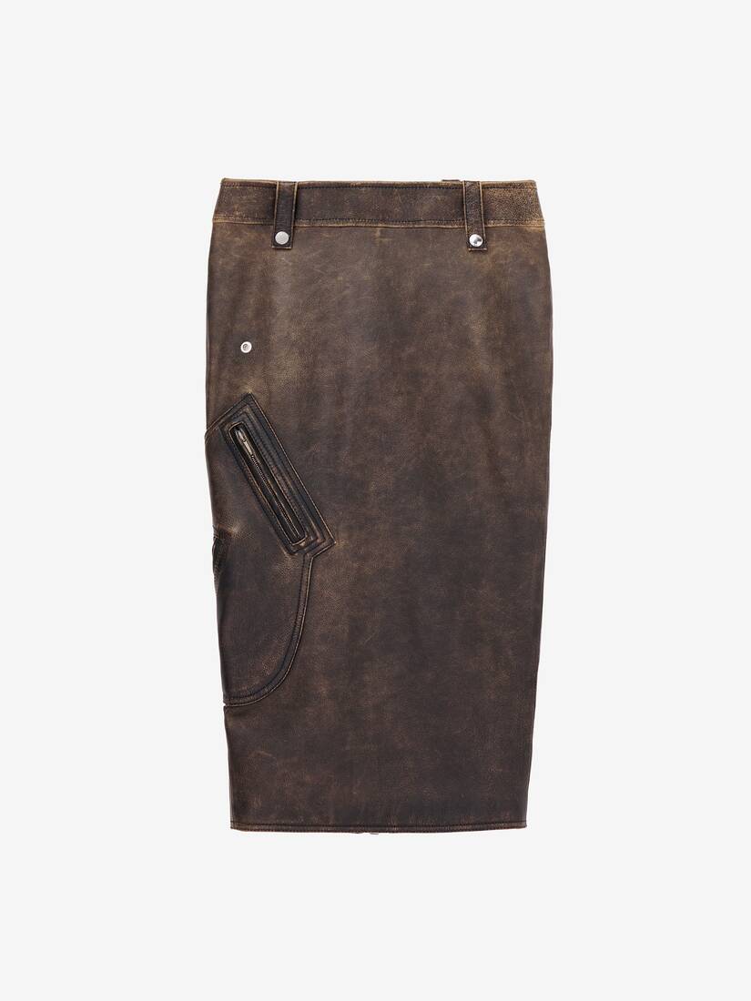 Antiqued Leather Pencil Skirt