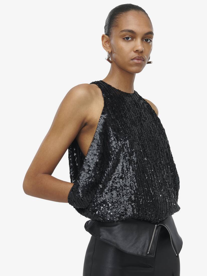 Draped Sequin Top