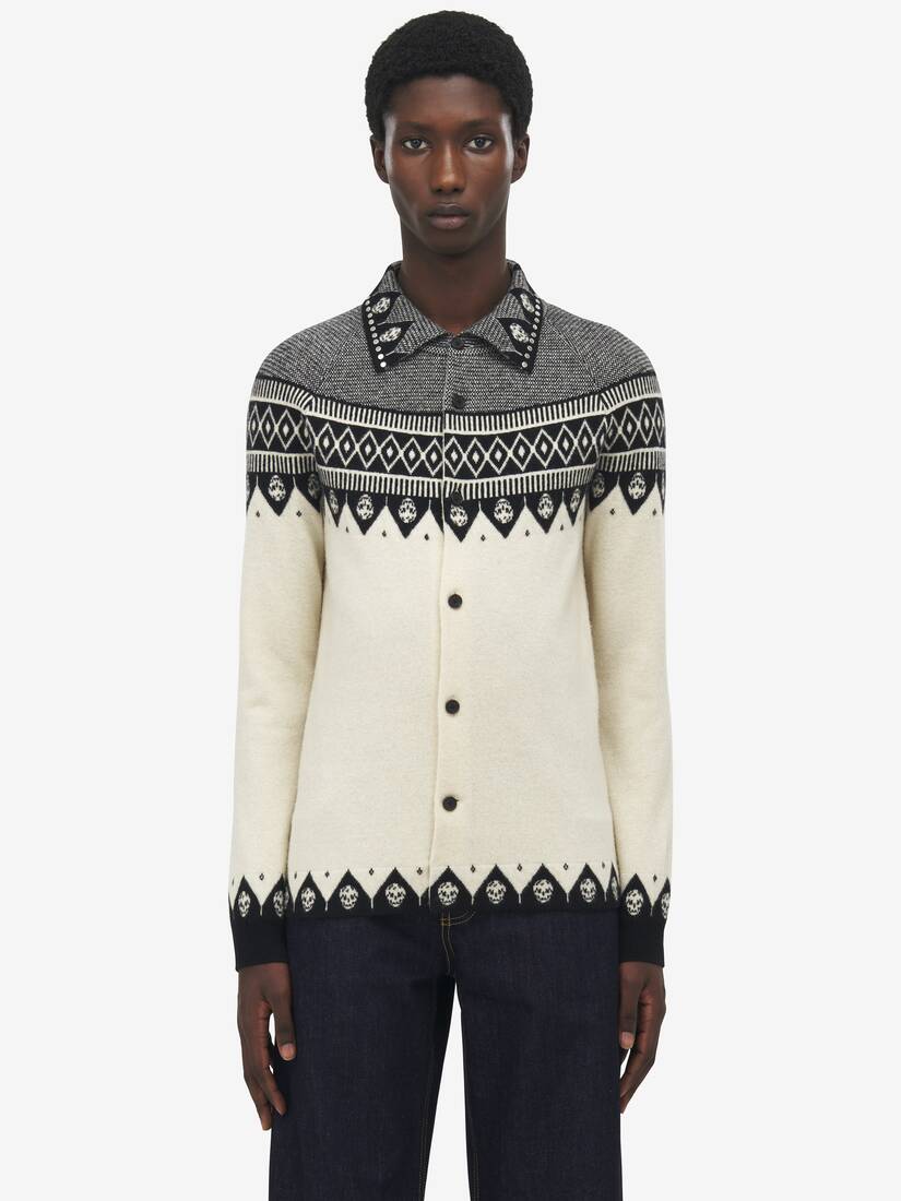 Fair Isle Polo Cardigan