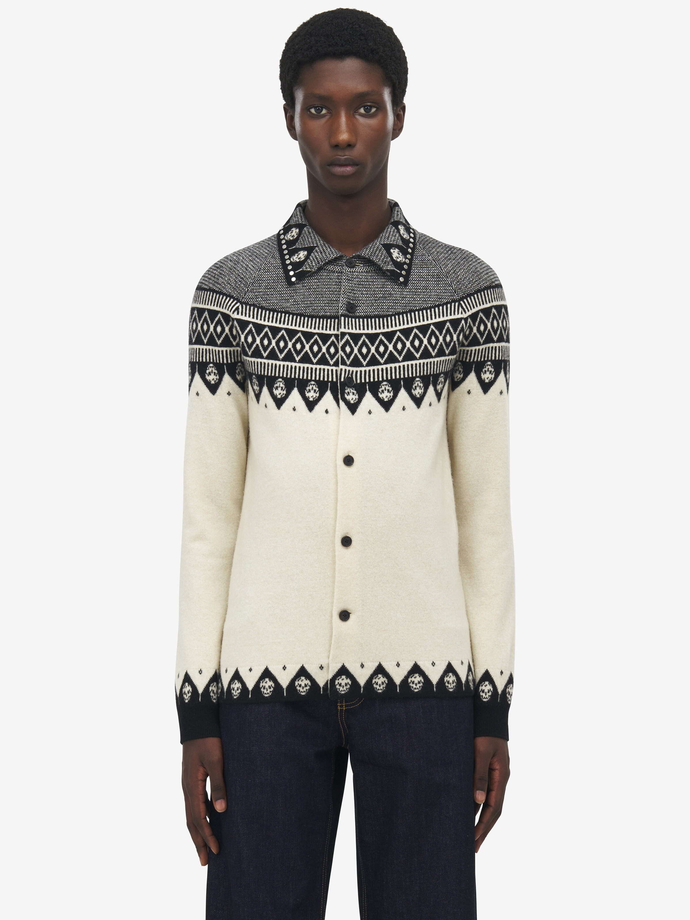 Fair Isle Polo Cardigan