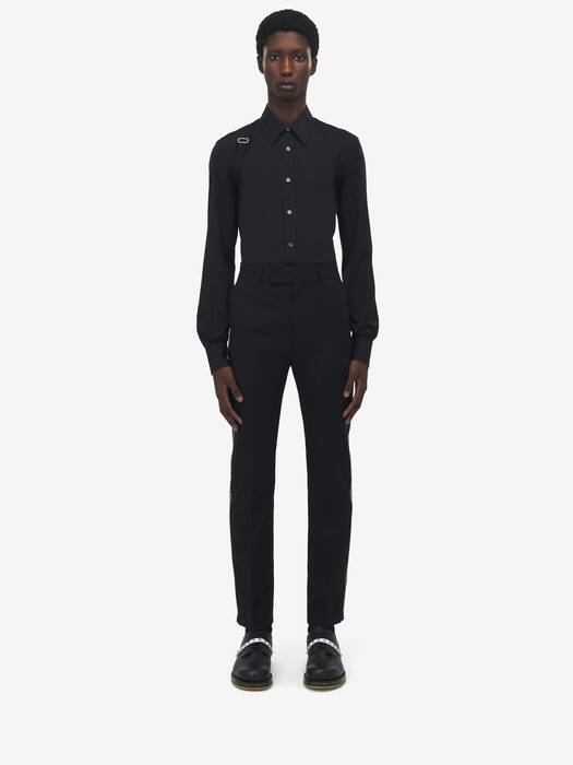 パンツ alexander mcqueen 724750 QJAC7 3024 Trousers Green Men's T-Bar Harness Shirt in Green | Alexander McQueen US