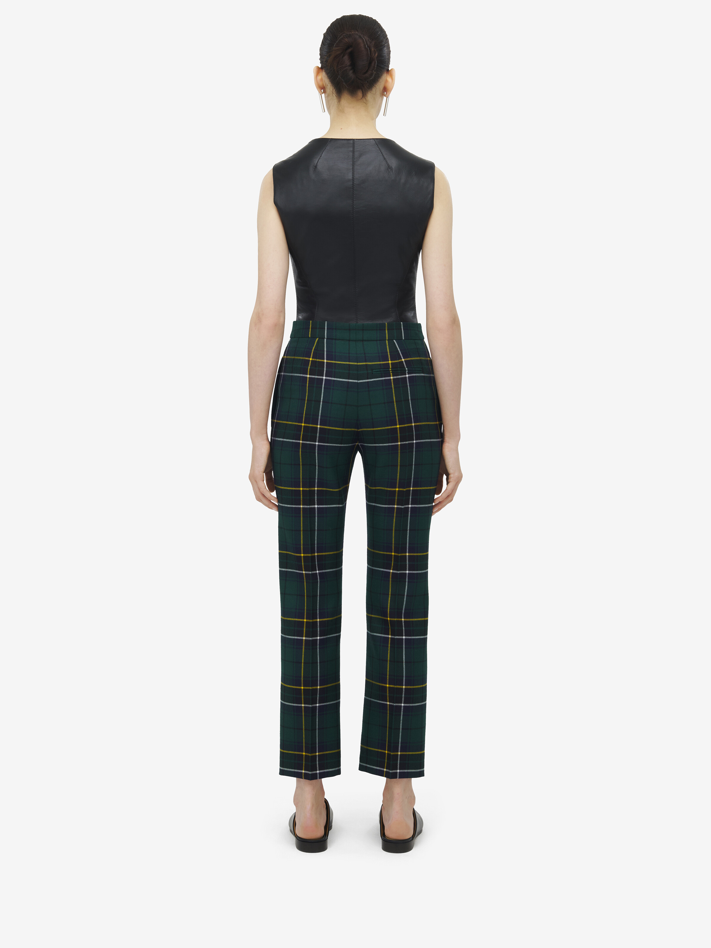 Wool Tartan Cigarette Trousers